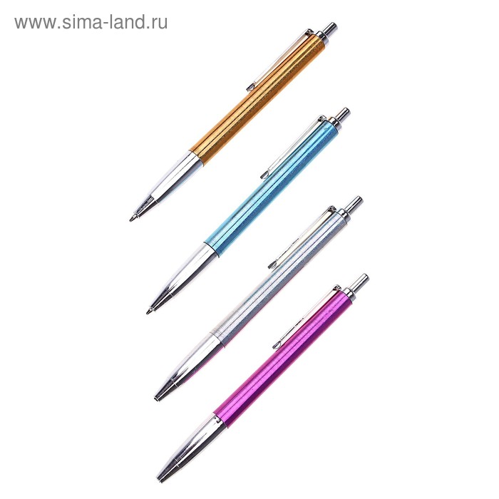 Ручка шариковая автоматическая, 0.5 мм, стержень синий, металлик корпус, МИКС ( в одной фасовке-один цвет) - Фото 1