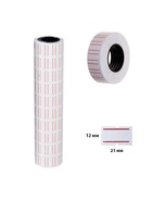 Ценники самоклеящиеся для этикет-пистолета, 12×21 мм, в 1 рулончике 300 штук, набор из 10 рулончиков, белые с красными полосками - Фото 2