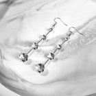 Серьги висячие со стразами «Капли» дорожка, цвет белый в серебре, 6.2 см - Фото 4