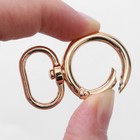 Кольцо-карабин, двойной, d=19/27 мм, толщина - 4.5 мм, с креплением 20×3 мм, 5 шт., цвет золотой - Фото 3