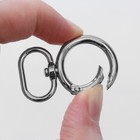 Кольцо-карабин, двойной, d=20/29 мм, толщина - 4.5 мм, с креплением 19.5×3 мм, 5 шт., цвет серебряный - Фото 3