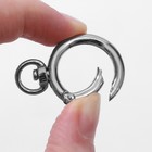 Кольцо-карабин, 39 мм, d=27/19 мм, толщина - 4 мм, с креплением 9×2.2 мм, 5 шт., цвет серебряный - Фото 3