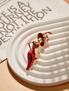 Брошь «Леди» в шляпке, цвет красный в золоте - Фото 4