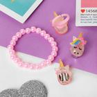 Набор детский «Выбражулька» 3 предмета: клипсы, кольцо, браслет, единорог с бантиком, цветной (комплект 3 шт) - фото 22735434