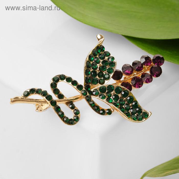 Брошь «Цветок любви», цвет фиолетово-зелёный в золоте - Фото 1