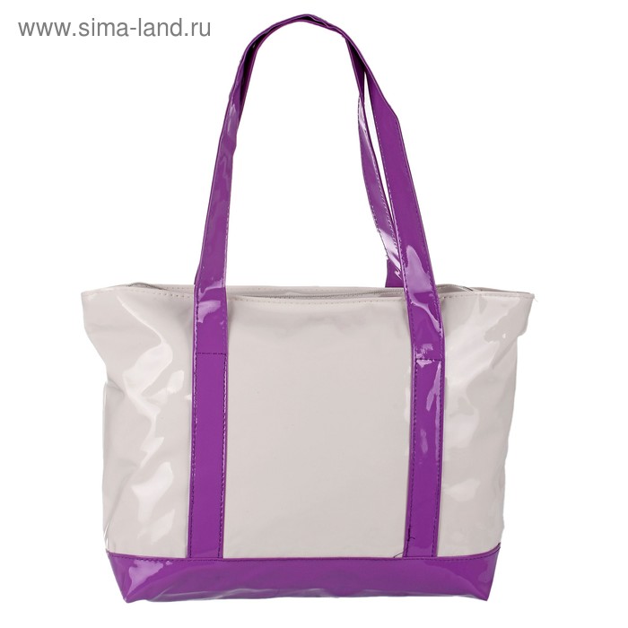 Сумка жен Иветта 26*43*12см, 1 отд, нар.карман, бело-фиолет - Фото 1