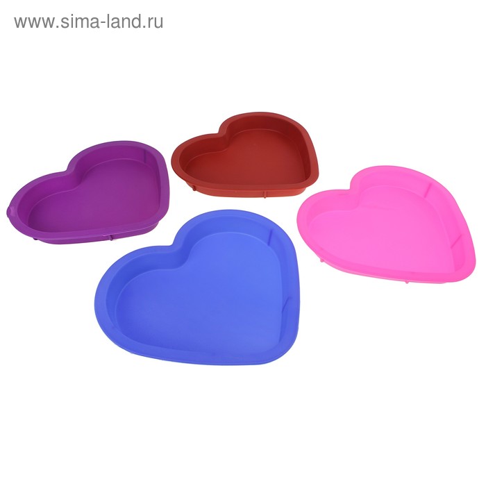 Форма силиконовая для выпечки «Сердце», 23 см, цвет МИКС - Фото 1
