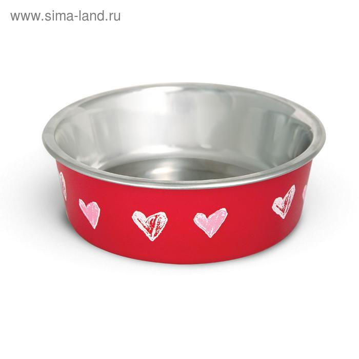 Миска металлическая Triol «Сердца» на резинке, 250 мл, микс - Фото 1