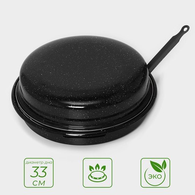 Сковорода-гриль Healthy grill, d=33 см, эмалированное покрытие, чёрная
