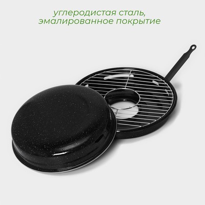 Сковорода-гриль Healthy grill, d=33 см, эмалированное покрытие, чёрная
