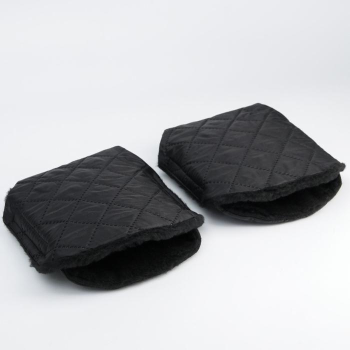 Варежки-муфты на ручку коляски, 2 шт., стеганные, цвет черный - фото 1911505104