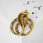Брошь «Змея» кобра клубок, цвет зелёный в чернёном золоте - фото 4739368