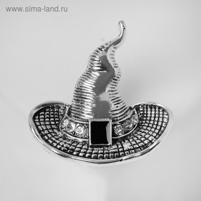 Брошь «Волшебная шляпа», чернёный, белый в цвете серебро - Фото 1