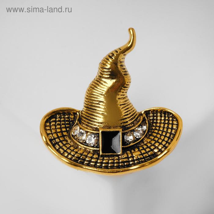 Брошь «Волшебная шляпа», цвет чёрно-белый в чернёном золоте - Фото 1