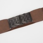 Ремень женский, ширина 5,5 см, резинка, пряжка серебро, цвет коричневый 5140655