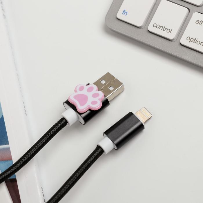 Набор: держатель для провода и кабель USB iPhone «Кот», 1 м - фото 51451716