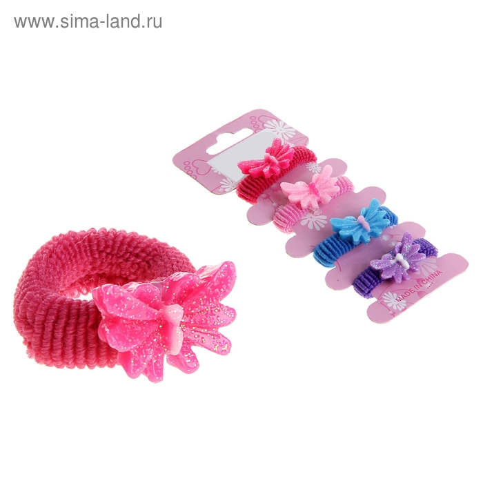 резинка для волос махрушка декор набор 4 шт бабочка - Фото 1
