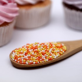 Посыпка кондитерская с мягким центром «Бисер»: желтый, оранжевый, серебро, 50 г (комплект 2 шт)