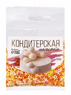 Посыпка кондитерская с мягким центром «Бисер»: желтый, оранжевый, серебро, 50 г - Фото 4
