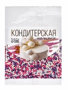 Посыпка кондитерская с мягким центром «Бисер»: розовый, сиреневый, серебро, 50 г - Фото 4