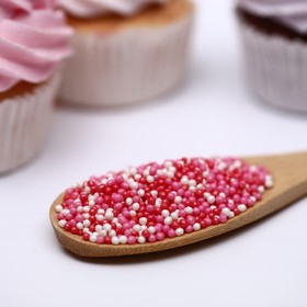 Посыпка кондитерская с мягким центром «Бисер» розовый, красный, серебро, 50 г (комплект 2 шт)