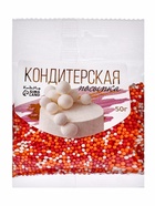 Посыпка кондитерская с мягким центром «Бисер»: оранжевый, красный, серебро, 50 г - Фото 4