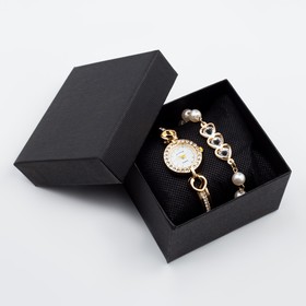 Женский подарочный набор "Майоми" 2 в 1: наручные кварцевые часы, браслет, d-2.5 см