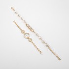 Женский подарочный набор «Наен» 2 в 1: наручные кварцевые часы, браслет, d=2.5 см - Фото 2