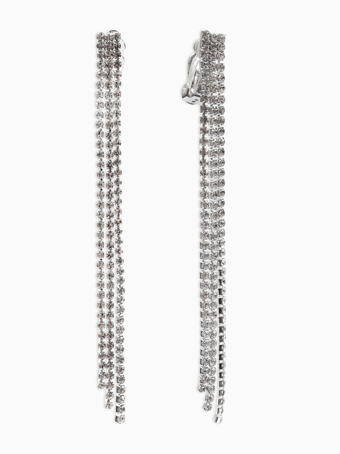 Серьги клипсы для ушей QF «Лёд», тройная сплошная, белые в серебре - Фото 1