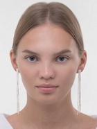 Серьги клипсы для ушей QF «Лёд», тройная сплошная, белые в серебре - Фото 2