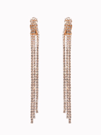 Серьги клипсы для ушей QF «Лёд», тройная сплошная, белые в золоте