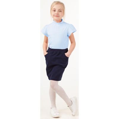 Блузка для девочек с коротким рукавом, рост 122 см, цвет голубой
