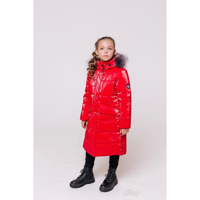 Пальто для девочки «Роби», рост 140 см, цвет красный
