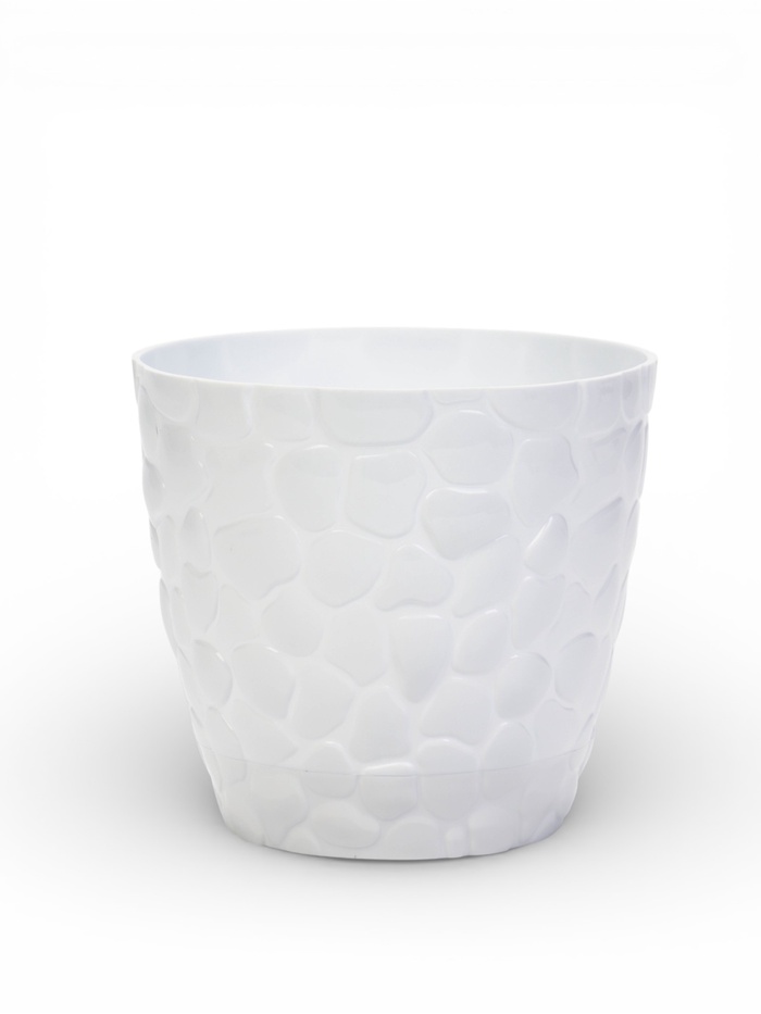 Горшок для цветов с поддоном «Камешки», 3 л, пластиковый, белый - Фото 1