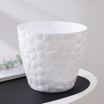 Горшок для цветов с поддоном «Камешки», 5 л, пластиковый, белый