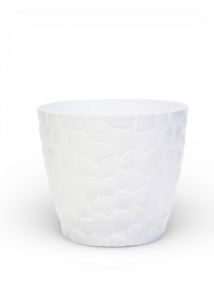 Горшок для цветов с поддоном «Камешки», 5 л, пластиковый, белый - Фото 1