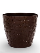 Горшок для цветов с поддоном «Камешки», 5 л, пластик, шоколадный - Фото 1