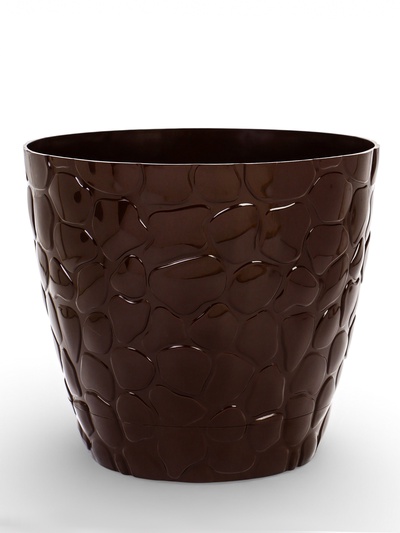 Горшок для цветов с поддоном «Камешки», 5 л, пластик, шоколадный
