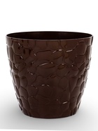 Горшок для цветов с поддоном «Камешки», 8 л, пластик, шоколадный - Фото 1