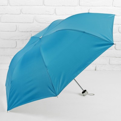 Зонт механический «Однотонный», 3 сложения, 7 спиц, R = 46 см, цвет голубой