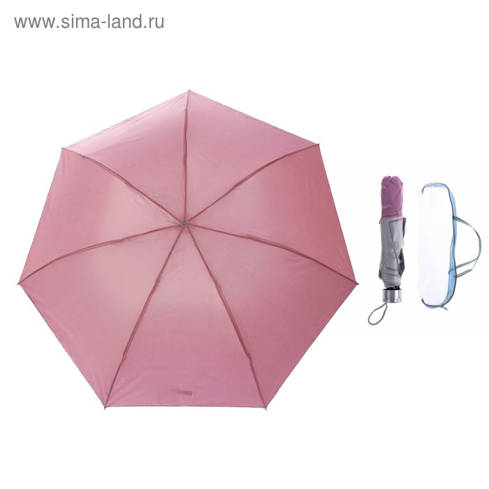 Зонт механический "Однотонный", R=46см, цвет розовый - Фото 1