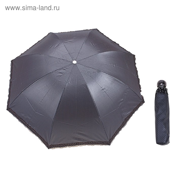 Зонт механический "Горох", R=50см, цвет чёрный металлик