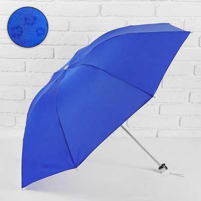 Зонт механический «Цветочки», 4 сложения, 8 спиц, R = 50 см, с проявляющимся рисунком, цвет синий