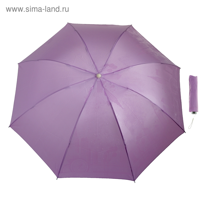 Зонт механический "Узор", R=50см, с проявляющимся рисунком, цвет сиреневый - Фото 1