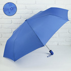 Зонт полуавтоматический «Цветочки», 3 сложения, 8 спиц, R = 50 см, с проявляющимся рисунком, цвет синий - Фото 1