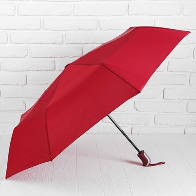 Зонт автоматический «Однотонный», 3 сложения, 8 спиц, R = 50 см, цвет бордовый