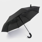 Зонт автоматический «Однотонный», 3 сложения, 8 спиц, R = 48 см, цвет чёрный - Фото 3