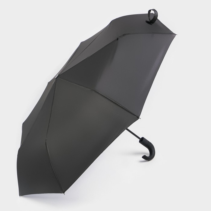 Зонт автоматический «Однотонный», 3 сложения, 8 спиц, R = 48 см, цвет чёрный - фото 1883216040