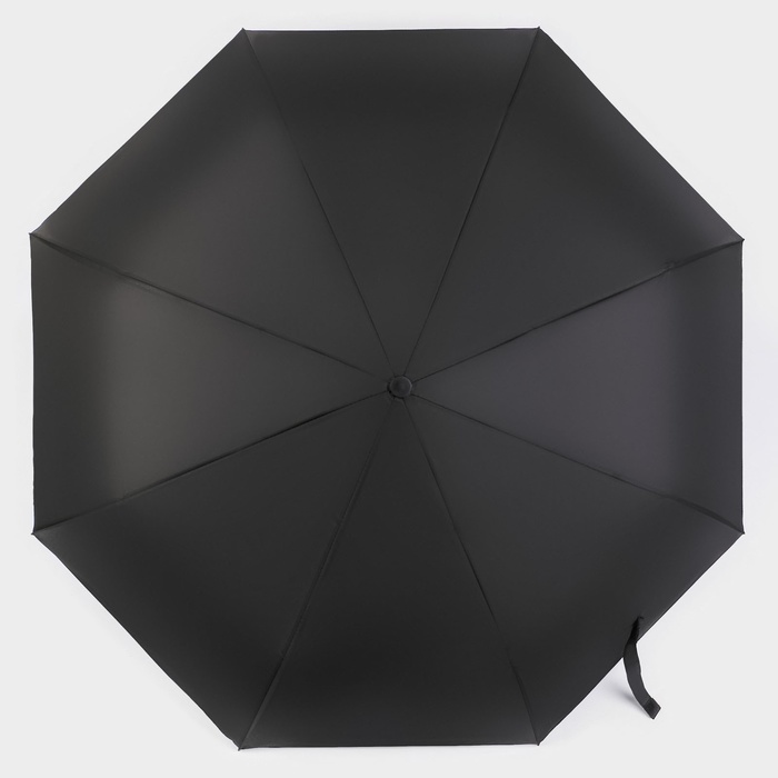 Зонт автоматический «Однотонный», 3 сложения, 8 спиц, R = 48 см, цвет чёрный - фото 1902393530
