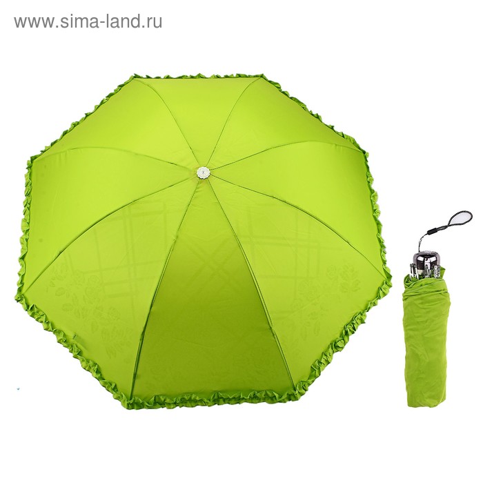 Зонт механический "Рюши", R=50см, с проявляющимся рисунком, цвет салатовый